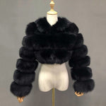 Luxury Real Women Silver Gold Fox Fur Coats With Fur Hood Jacket