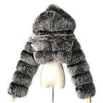 Luxury Real Women Silver Gold Fox Fur Coats With Fur Hood Jacket