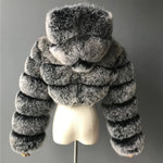 Luxury Real Women Silver Gold Fox Fur Coats With Fur Hood Jacket